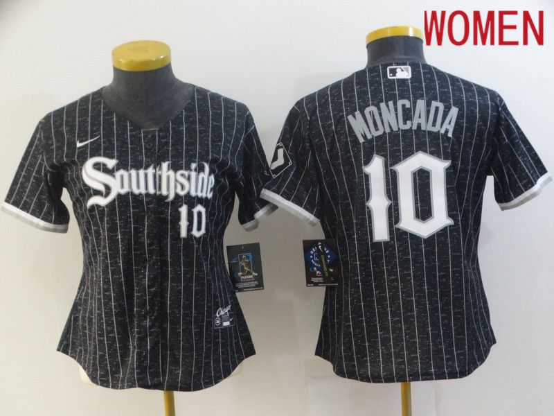 Women Chicago White Sox #10 Moncada City Edition Black Game Nike 2021 MLB Jerseys